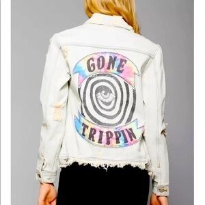 Unif “Gone Trippin” Denim Distressed Jacket